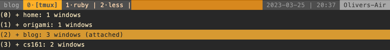 Several tmux sessions.
