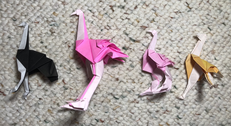 Ostriches, based off Plant's origami design course.