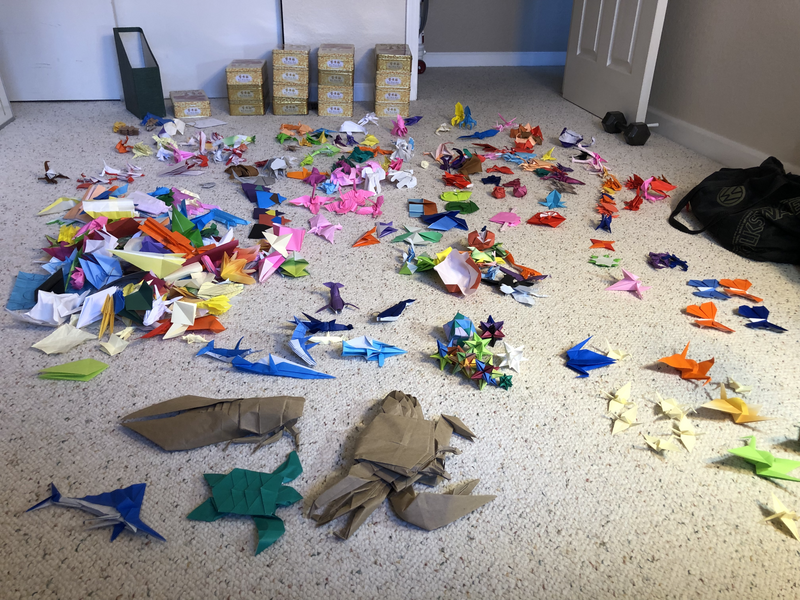 Origami has temporarily colonized my room.